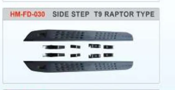 Пороги-подножки для Ford Ranger T6 2012–2015 в стиле T9 Raptor