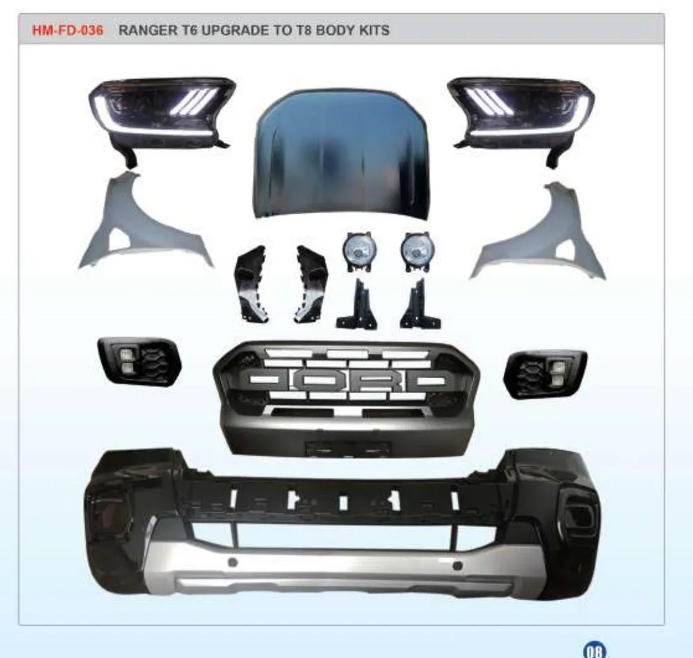 Рестайлинг-комплект для Ford Ranger T6 2012–2015 в вид Ranger T8 2019+
