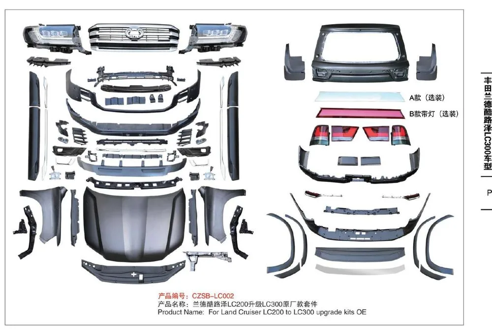 Рестайлинг-комплект для Toyota Land Cruiser 200 2007–2021 в вид Land Cruiser 300 (заводской стиль)