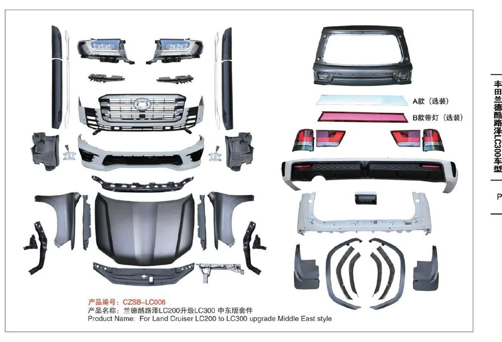 Рестайлинг-комплект для Toyota Land Cruiser 200 2007–2021 в вид Land Cruiser 300 (ближневосточная версия)