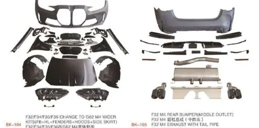 Рестайлинг-комплект для BMW F32/F34/F35/F36 в вид M4 G82, широкий кузов — фото 2