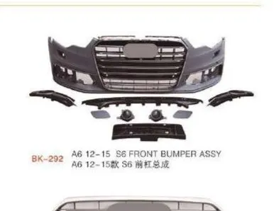 Комплект в стиле S6 для Audi A6 C7 2012–2015: бампер, решётки, диффузор — фото 2