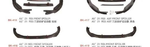 Передний сплиттер RS5 для Audi A5 F5 2020+, варианты исполнения