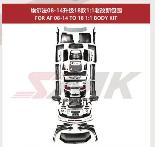 Рестайлинг-комплект для Toyota Alphard 2008–2014 в вид Alphard 2018, версии standard / 1:1 — фото 2